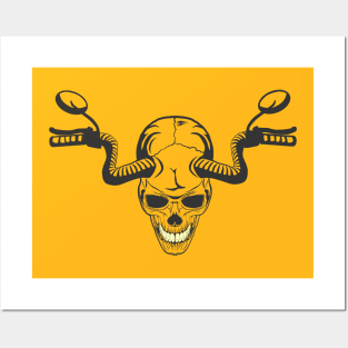 Skull with horns like a motorcycle handlebar. Posters and Art